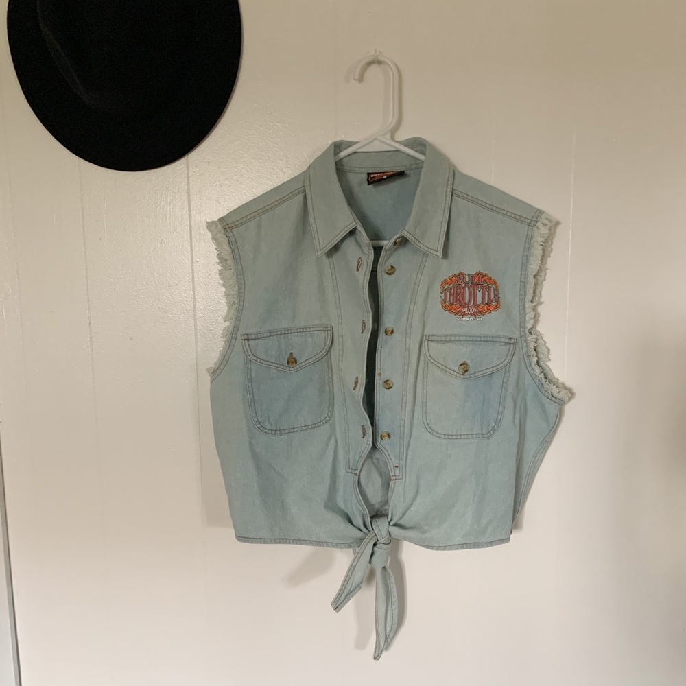 Amazing Denim Sturgis Cutoff Top!